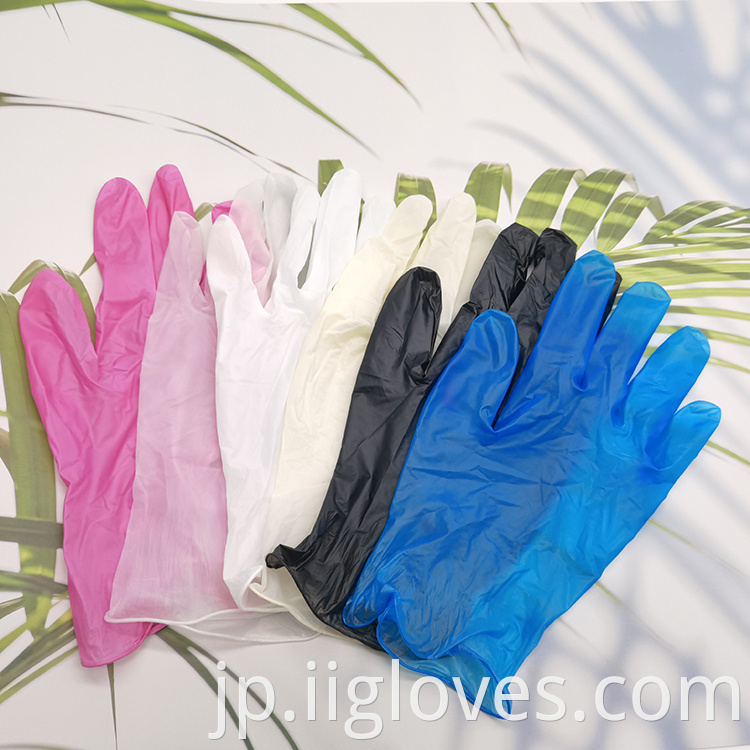 ブルー /クリア /ブラックビニールグローブパウダーフリーPVC使い捨て手袋クリーン透明パウダーフリービニールグローブ